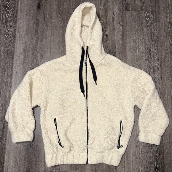 Aerie Offline Sherpa Teddy Hoodie Soft Cozy Jacket Sweatshirt Oversized Size S - Picture 3 of 8